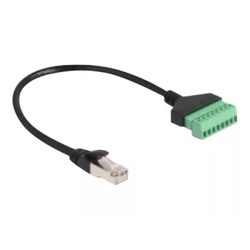 DeLOCK RJ45-Kabel Cat.6 Stecker auf Klemmleistenadapter 30 cm Schwarz Grün