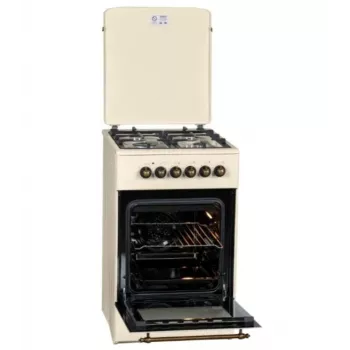 Gas-Elektroherd MPM MPM-56-KRM-14, 56 cm, 4 Gasbrenner, Elektrobackofen, creme