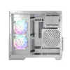 PC-Gehäuse MODECOM Volcano Panorama Midi Tower weiß — micro ATX, gehärtetes Glas, ARGB, USB-C, unterstützt GPU 400 mm