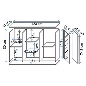 Kommode Cama Meble SOHO 120×41×80 cm — kaschmirfarbene Fronten, schwarzer Rahmen
