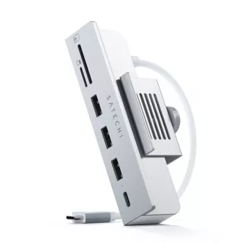 Laptop-Dock / Port-Replikator Satechi ST-UCICHS USB 3.2 Gen 1 Type-C, USB-A-Anschlüsse, SD/MicroSD, Silber