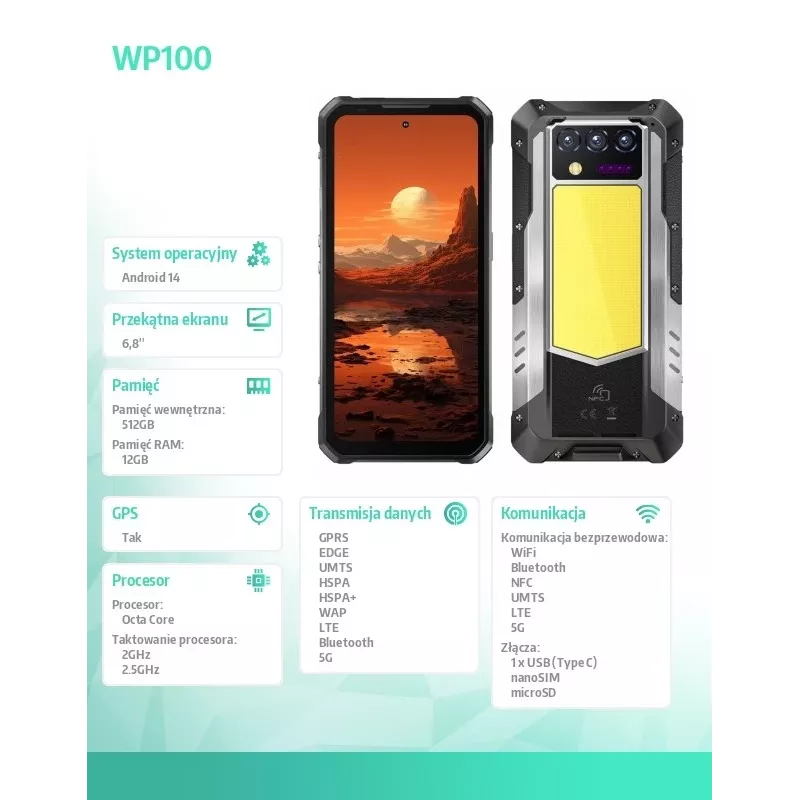 Smartphone Oukitel WP100 6,78 Zoll 12 GB RAM 512 GB Schwarz
