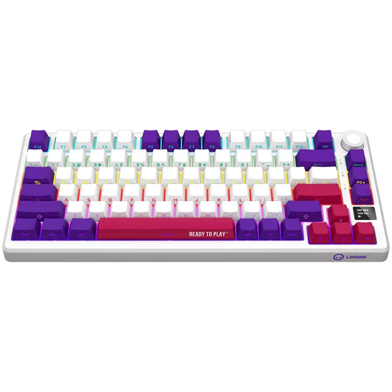LORGAR KBP7075W, Kabellose 75% Mechanische Gaming-Tastatur Pro, Weiß, EN-Layout