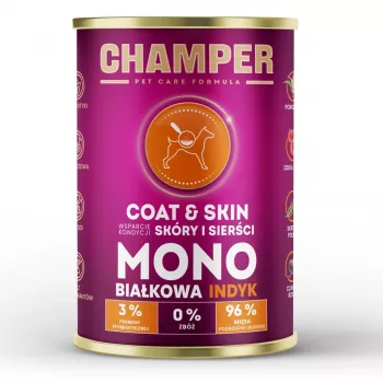 CHAMPER Coat & Skin Monoprotein Lachs – Nassfutter für Hunde – 400 g