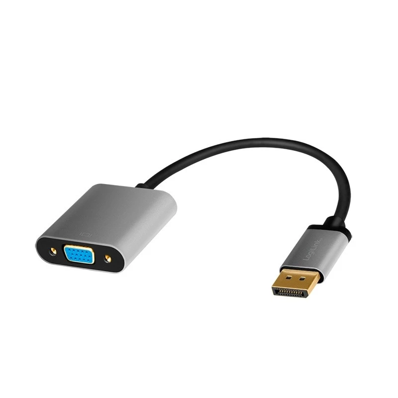 LogiLink CDA0109 Kabeladapter DisplayPort auf VGA 0,15 m Schwarz Grau