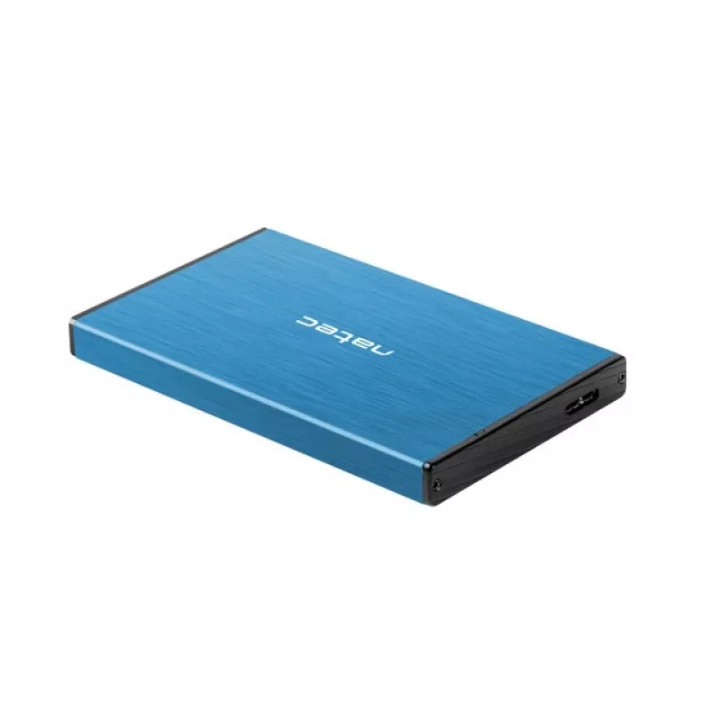 Externes HDD/SSD-Gehäuse NATEC Rhino GO 2,5 Zoll — USB 3.0, SATA III, bis zu 4 TB, 9,5 mm, Aluminium, blau