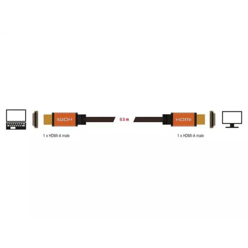 DeLOCK - HDMI-Kabel - HDMI (M) auf HDMI (M) - 50 cm - Dreifachisolierung - Schwarz, Gold - 8K-Unterstützung