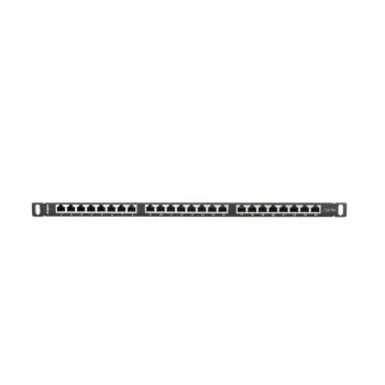 Patchpanel LANBERG PPS5-0024-B 24-Port CAT5e, Metall, 0,5 U, 445×99×22,3 mm, schwarz