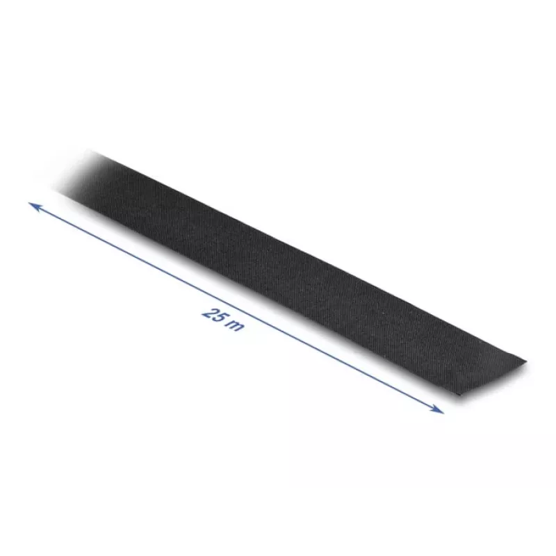 DeLOCK Stoffband 25 m x 25 mm reißbar selbstklebend schwarz