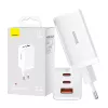 Wandladegerät Baseus GaN5 Pro 65W — USB + 2×USB-C (QC3.0, PD3.0) mit 1m USB-C-Kabel, weiß