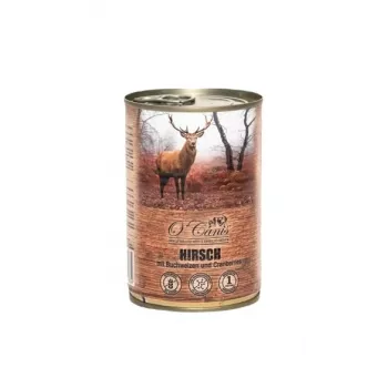 Nassfutter für Hunde o'canis Hirsch mit Buchweizen 400 g — Alleinfuttermittel für ausgewachsene Hunde, Hirschgeschmack, Protein 11,4%, Fett 7,2%