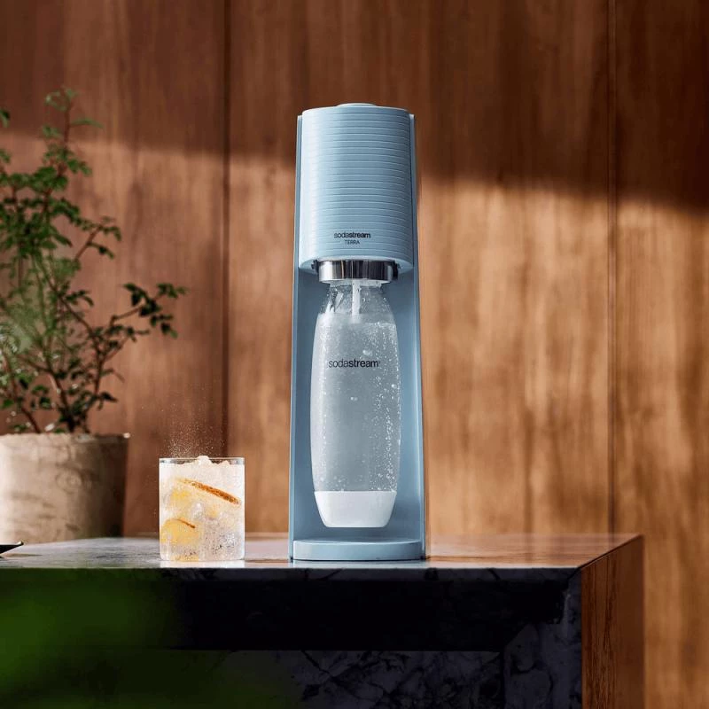 SodaStream Soda Maker Terra hellblau QC mit CO2 & 1L PET-Flasche