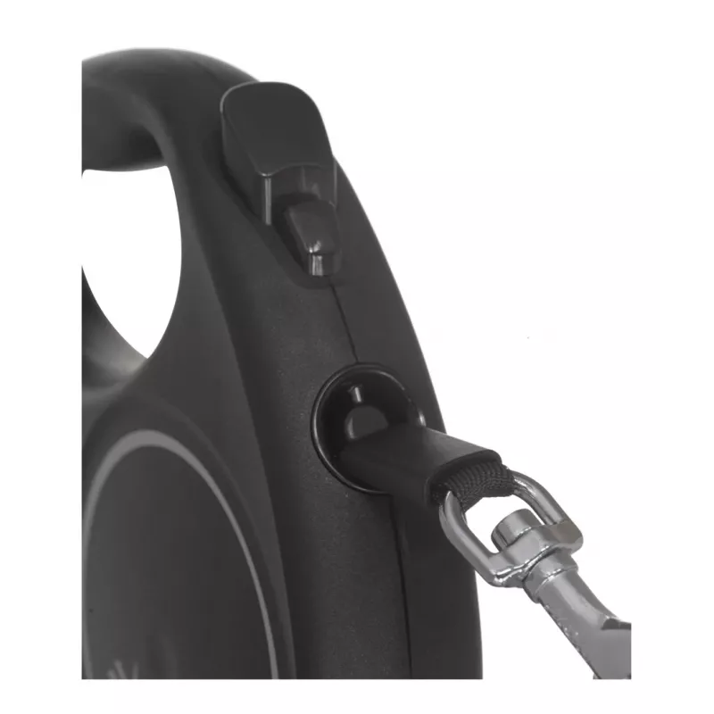 Flexi Schwarz Design M, Rollleine mit Band, 5 m, für mittelgroße Hunde (10–25 kg), max. Belastung 20 kg