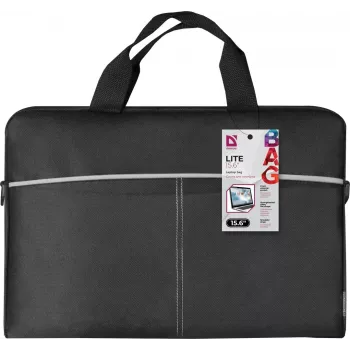 Laptoptasche DEFENDER Lite 39,6 cm (15,6 Zoll) Schwarz/Grau, Polyester, Reißverschluss, Tragegriff, abnehmbarer Schultergurt