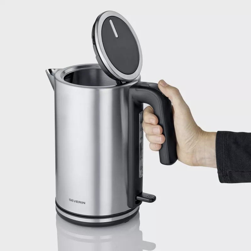 Wasserkocher SEVERIN WK 3449 — 1,7 L, 2400 W, Edelstahl/Kunststoff, schwarz-silber