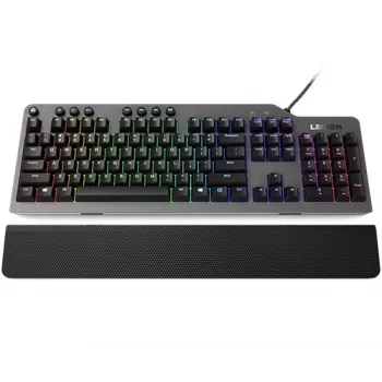 Mechanische Gaming-Tastatur Lenovo Legion K500 – Full-Size 104 Tasten USB, QWERTY US English, RGB-Hintergrundbeleuchtung, grau/schwarz