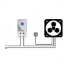 Thermostat DELOCK 66823, Kunststoffgehäuse IP20, 30 W, 250 V, 10 A, 43×60×33 mm, blau/grau