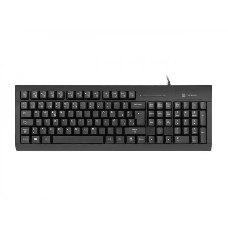 Kabelgebundene Full-Size-Tastatur NATEC Moray ES mit USB, Spanisch QWERTY, 105 Tasten, ID-Kartenleser, 1,5 m Kabel, Schwarz