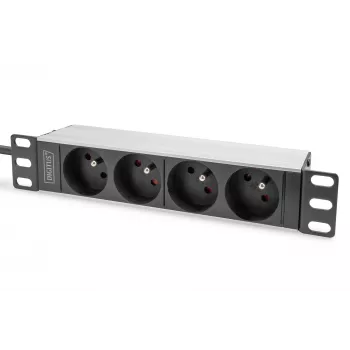Digitus 10-Zoll-Steckdosenleiste Aluminiumprofil 4-fach CEE 7/5-Steckdosen 1U