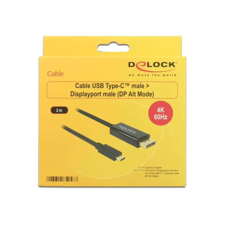 DeLOCK 85256 Videokabel-Adapter 2 m USB Type-C DisplayPort Schwarz