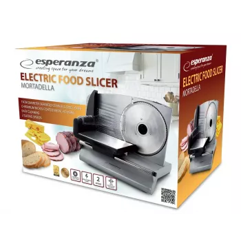 Elektrische Aufschnittmaschine ESPERANZA EKM018K, Edelstahlgehäuse, 150 W, 19 cm Klinge, max. Scheibendicke 1,5 cm