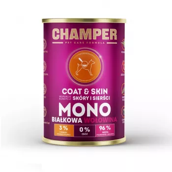 CHAMPER Coat & Skin Monoprotein Rind - Nassfutter für Hunde - 400g