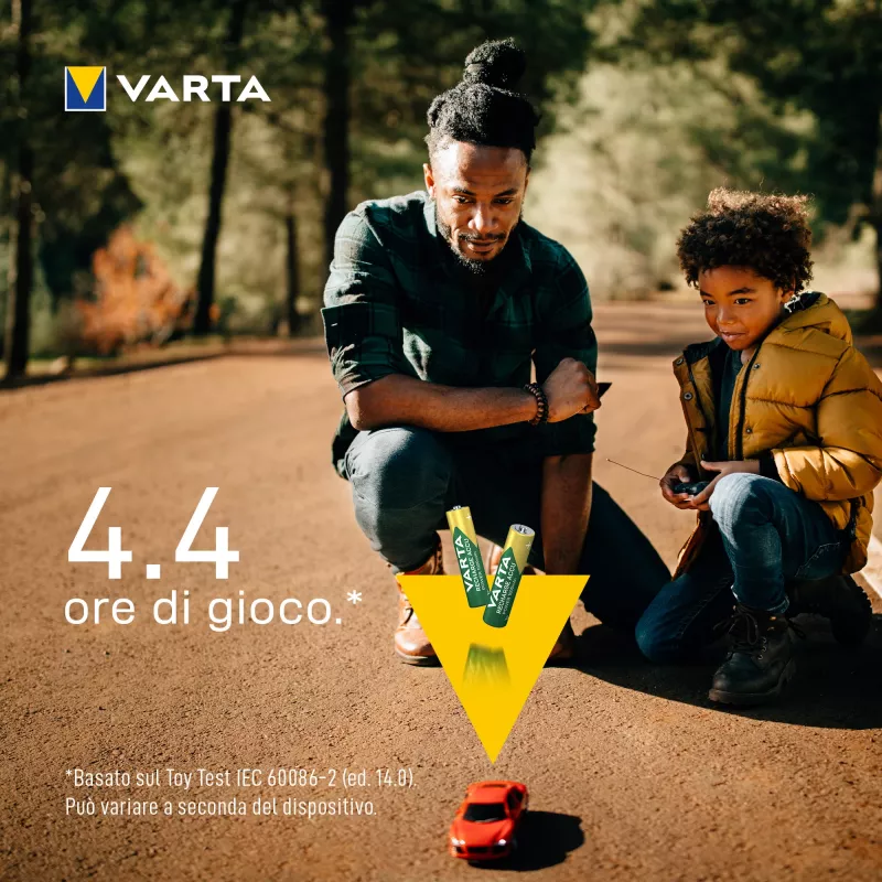 VARTA HR03 AAA Recharge Accu Leistung 1000 mAh 05703 Akkus 4 Stück Grün, Gelb