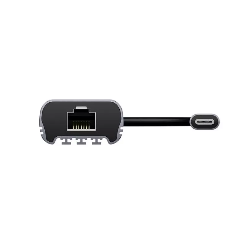 USB-C-auf-RJ45-Adapter Unitek U1343AGY01 — 5 Gbit/s Ethernet, USB-C (Stecker) auf RJ45 (Buchse), grau, 0,15 m Kabel