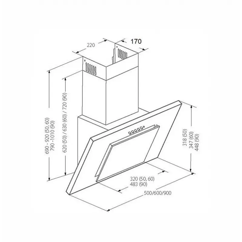 AKPO WK-4 Schwarz 2.0 50 Weiß T300 Linear LED/Controller Dunstabzugshaube