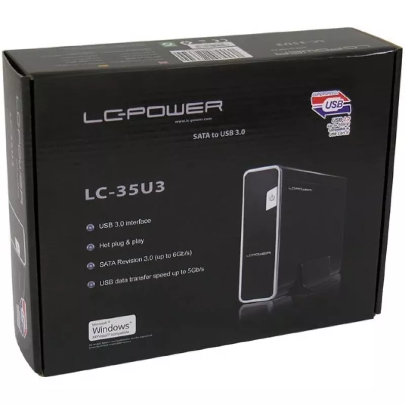 LC Power LC-35U3 - Speichergehäuse - 8,9 cm (3.5) - SATA 6Gb/s - 600MBps - USB3.0 - Schwarz (LC-35U3)