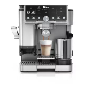 Espressomaschine Ninja ES701EU – halbautomatischer Kaffee/Espresso, integrierte Mühle, 2 l Wassertank, 1650 W, 25 Mahlgradeinstellungen, Milchbehälter, 14-bar-Pumpe