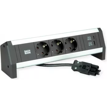 BACHMANN Desk1 3x Schutzkontaktsteckdose, USB-Ladegerät, GST18 0,2m