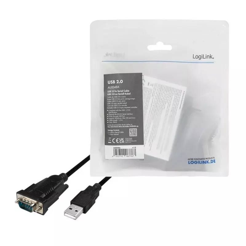 LogiLink AU0048A Serielles Kabel Schwarz 1,5 m USB A DB-9
