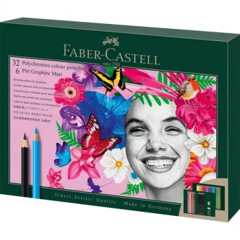 Ölbasierter Stift Faber-Castell Polychromos & Pitt Graphite Matt Set 38-tlg. Mehrfarbig