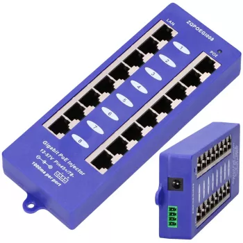 PoE-Injektor Extralink Gigabit 8 Port 1000 Mb/s RJ45 Modus B
