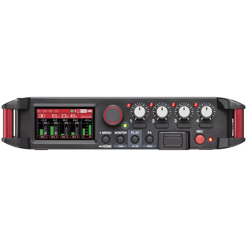 Tragbarer Audiorecorder Tascam FR-AV4 — 6-Kanal, 4 XLR-Kombi + 2x 3,5 mm, 24/32-Bit, 48/96/192 kHz, MicroSD bis 512 GB, USB-C, PD