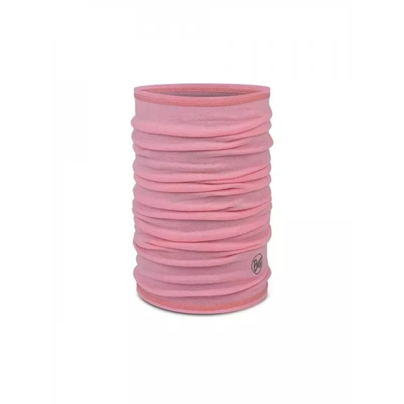Multifunktionales Kinder-Bandana Buff Merino Lightweight – einfarbig Rosenrosa, nahtlose Merinowoll-Kopfbedeckung für Kinder
