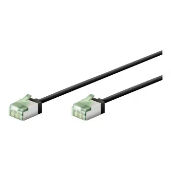 Wentronic goobay - Patchkabel - RJ-45 (M) zu RJ-45 (M) - 15 cm - 3,8 mm - U/UTP, ungeschirmt - CAT 8.1 - halogenfrei, schmal, Litze - Schwarz (74350)