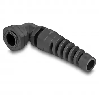 DeLOCK Kabelverschraubung 90° gewinkelt PG9 schwarz mit Zugentlastung