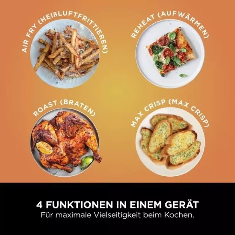 Ninja AF200EU Fritteuse Doppel 7,6 L Stand-alone 2400 W Heißluftfritteuse Schwarz