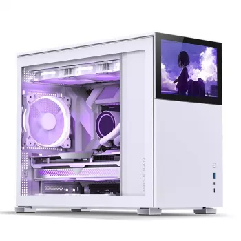PC-Gehäuse Jonsbo D31 STD Weiß — Midi Tower, Stahl, gehärtetes Glas, Micro-ATX/ITX/DTX, 2×2,5 Zoll + 1×3,5 Zoll, GPU bis zu 400 mm, CPU-Kühler 168 mm
