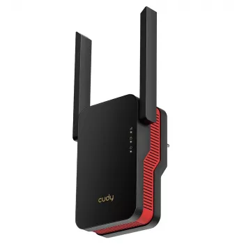 Wi‑Fi Signalverstärker Cudy RE3000 2400–5000 MHz, 802.11ax/ac/n/g/b/a, Ethernet 100 Mbps, externe Antenne, schwarz/rot
