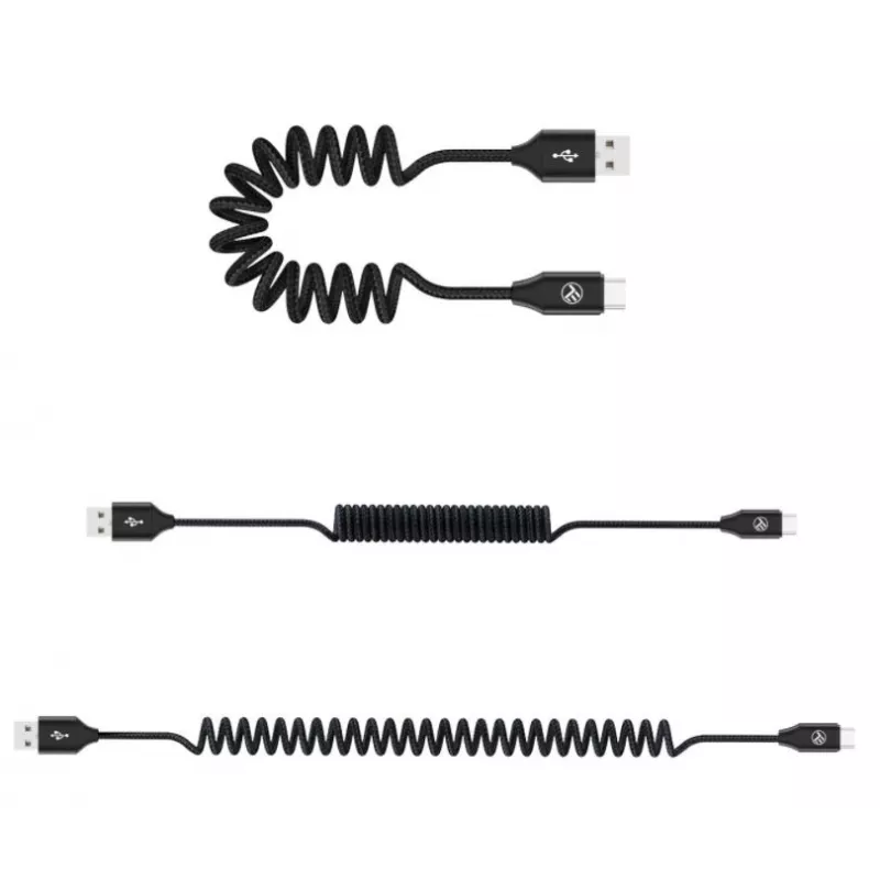 USB-zu-USB-C-Datenkabel Tellur Extendable 3A 1,8 m Schwarz