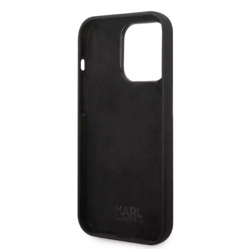 Karl Lagerfeld Soft Cover Silicone RSG Black für Apple iPhone 14 Pro KLHCP14LSRSGRCK