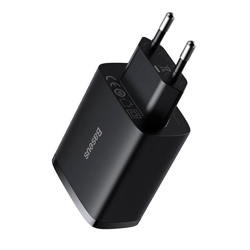 Baseus Kompakt-Schnellladegerät, 3x USB, 17 W (Schwarz)