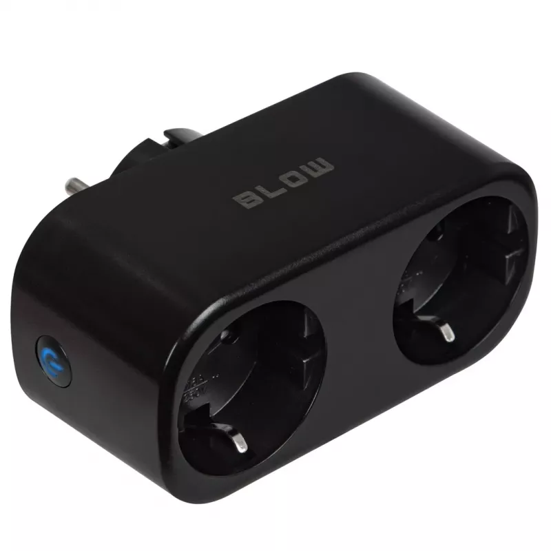TUYA WLAN-gesteuerte doppelte intelligente Steckdose, schwarz