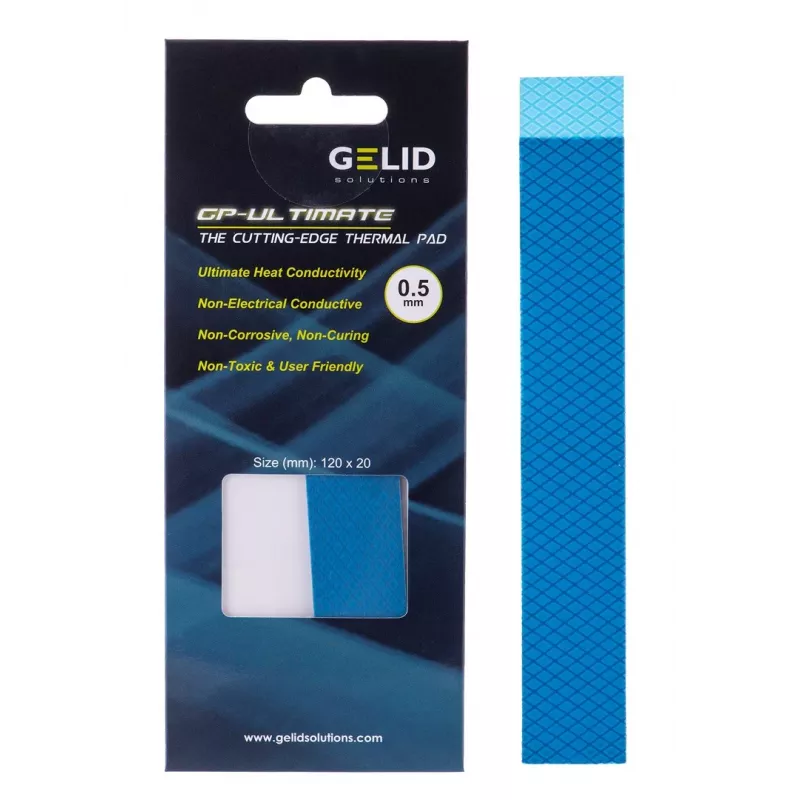 Wärmeleitpad Gelid TP-GP04-R-A 120×20×0,5 mm, Dichte 3,2 g/cm³, grau