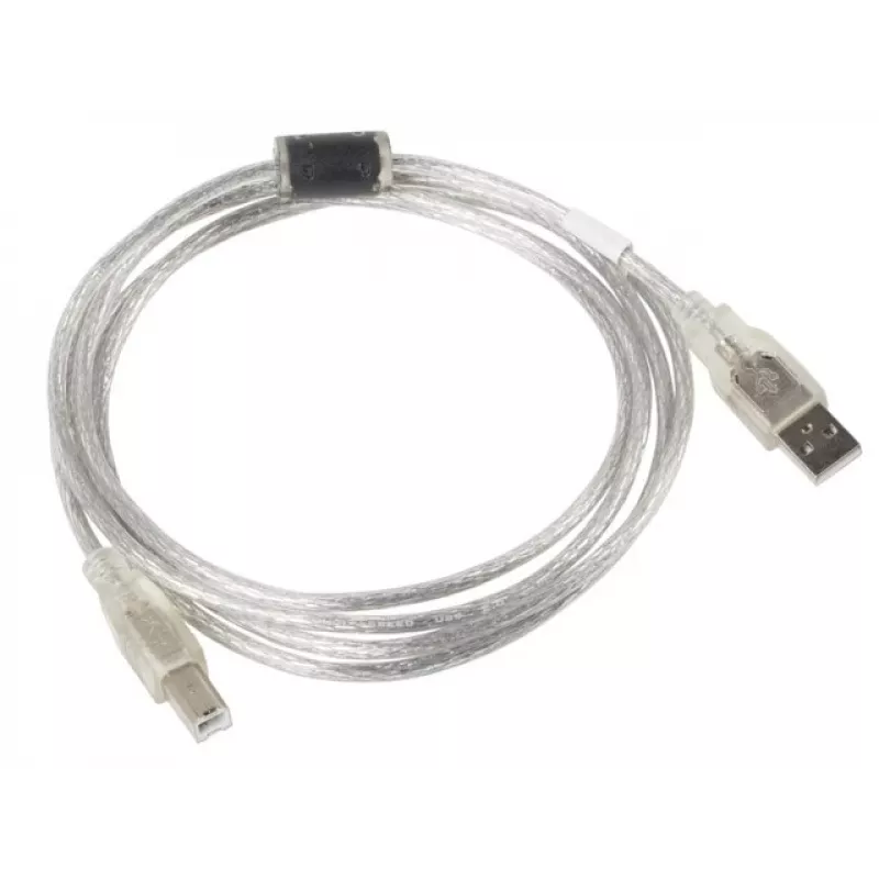 USB-2.0-Kabel LANBERG CA-USBA-12CC-0018-TR, USB A (Stecker) auf USB B (Stecker), 1,8 m, transparent
