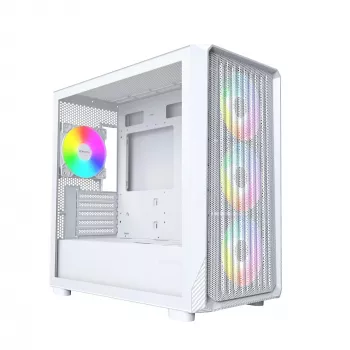 PC-Gehäuse Montech X5M (W) Micro Tower, Weiß — Micro-ATX/Mini-ITX, unterstützt ATX-Netzteile, 3x120 mm vorne, 1x120 mm hinten, 2x 3,5-Zoll-Schächte, 4x 2,5-Zoll-Schächte