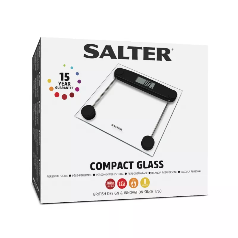 Badezimmerwaage Salter 9208 BK3R Kompakt-Glaswaage Elektronisch